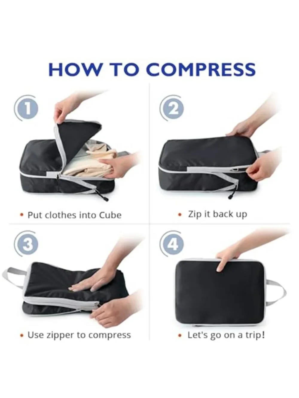 10 Set Compression Packing Cubes Travel Luggage Organizer Carry On Suitcase